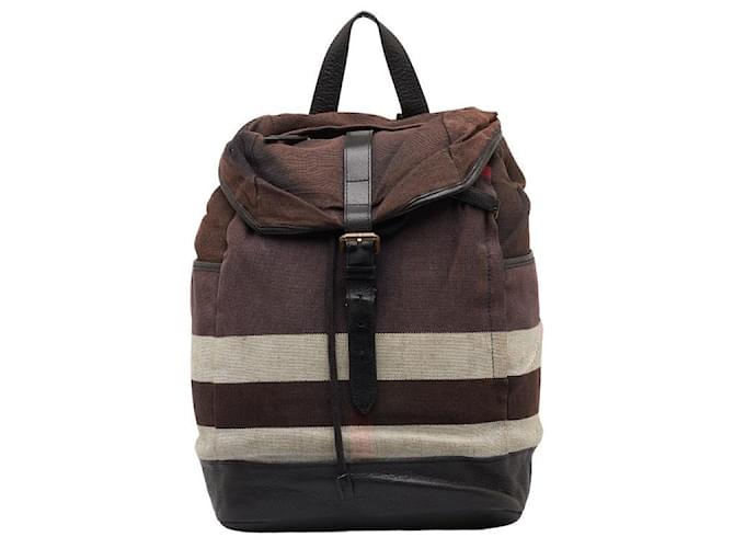 Burberry Check Canvas & Leather Backpack Canvas Backpack in Fair condition Cloth  ref.1336367