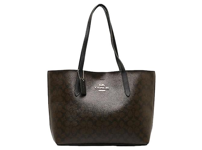 Sac cabas en cuir PVC Signature Coach F05696 en très bon état général Plastique Marron  ref.1336374