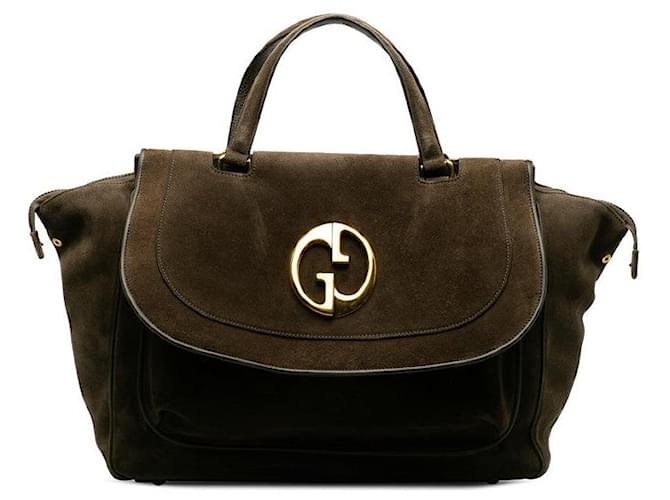 Gucci Wildleder Double G Handtasche 251813 in sehr gutem Zustand Braun  ref.1336386