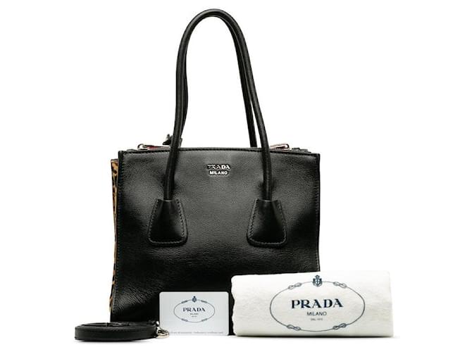 Prada Glace Calf Twin Pocket Tote Leather Tote Bag 1BG625 in good condition  ref.1336390