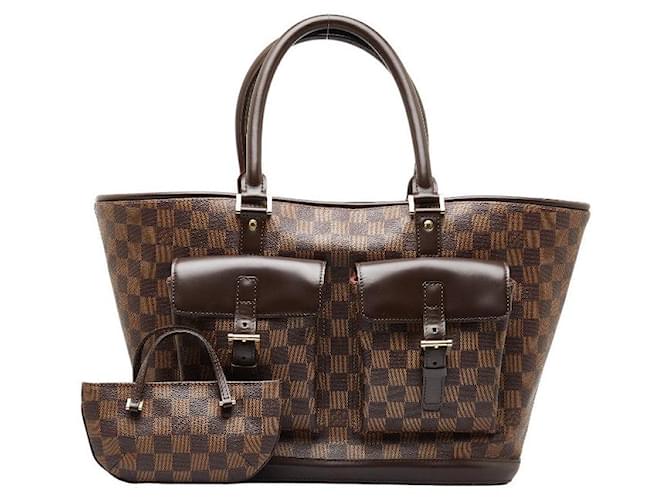 Sac tote Louis Vuitton Damier Manosque GM N51120 en très bon état Plastique Marron  ref.1336424