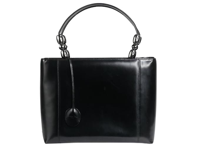 Christian Dior Cor preta 1999 Bolsa de couro com alça superior Preto  ref.1336487