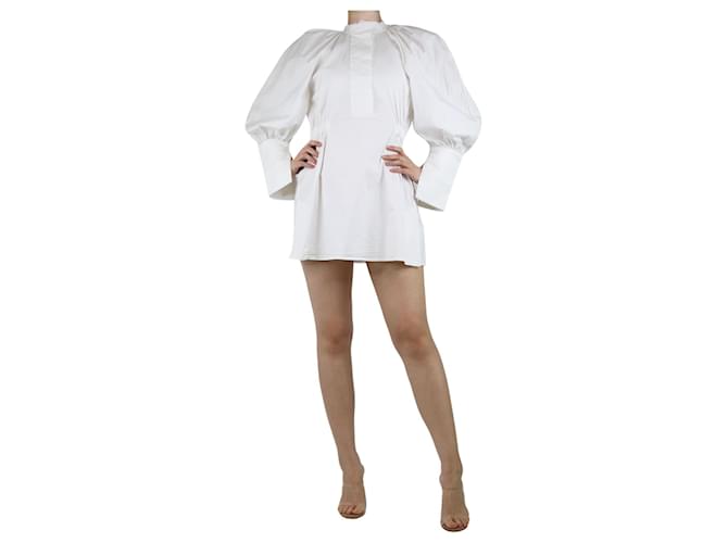 Ellery Weißes Minikleid mit hohem Kragen und Puffärmeln – Größe UK 8 Baumwolle  ref.1336498