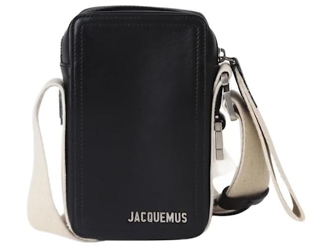 Jacquemus Black Le Cuerda vertical crossbody bag Leather  ref.1336510