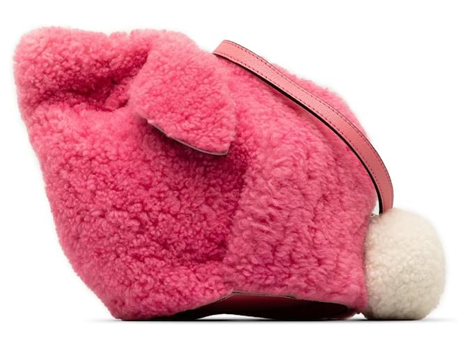 Bandolera mini conejito de piel de oveja rosa de LOEWE  ref.1336536