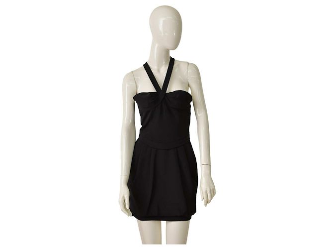 Vestido mini de seda negro Dsquared2