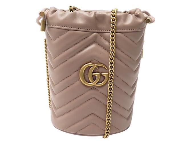 NEUE GUCCI MINI BUCKET GG MARMONT HANDTASCHE 575163 HANDTASCHE AUS LEDER Beige ref.1336668 Joli Closet