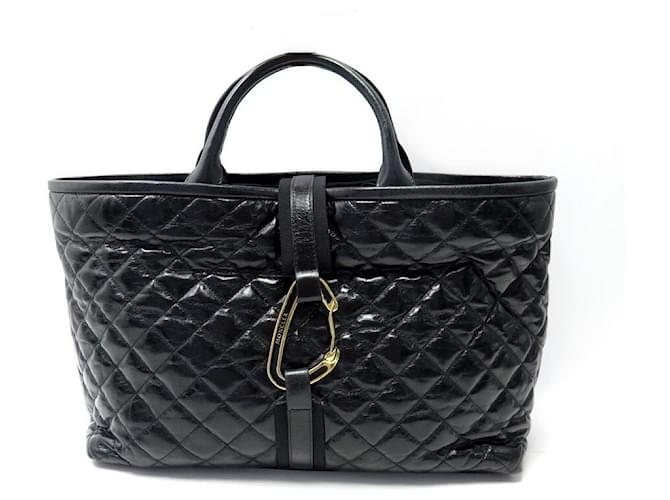 MONCLER NEW OPHELIE HANDBAG IN BLACK PATENT LEATHER QUILTED BAG  ref.1336673