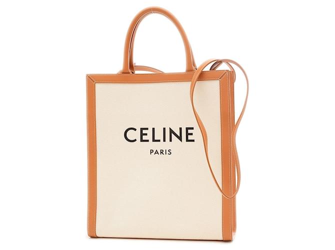 Céline Vertical Cabas Bege Lona  ref.1336924