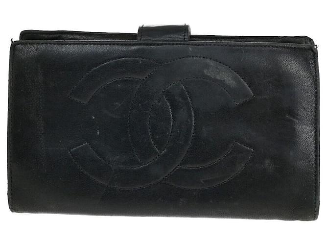 Timeless Chanel Logo CC Black Leather  ref.1337202