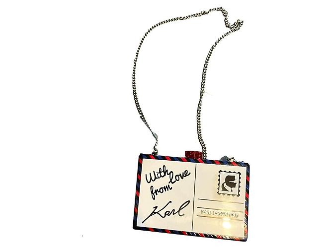 Karl Lagerfeld Clutch Tasche Weiß Acetat