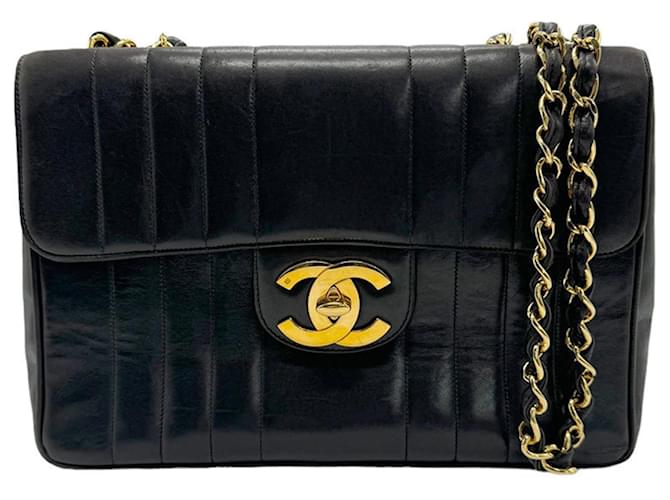 Timeless Chanel Jumbo Black Pony-style calfskin  ref.1337839