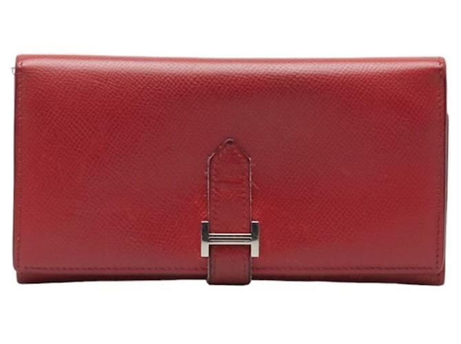 Hermès Béarn Red Leather  ref.1338344