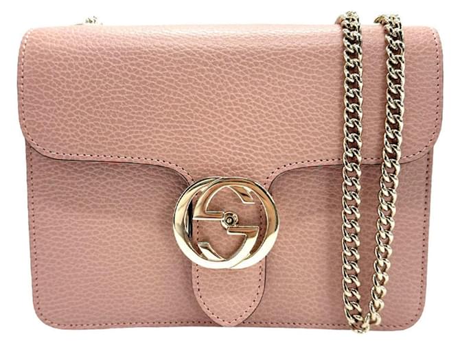 Gucci Interlocking Buckle Pink Leather  ref.1339013