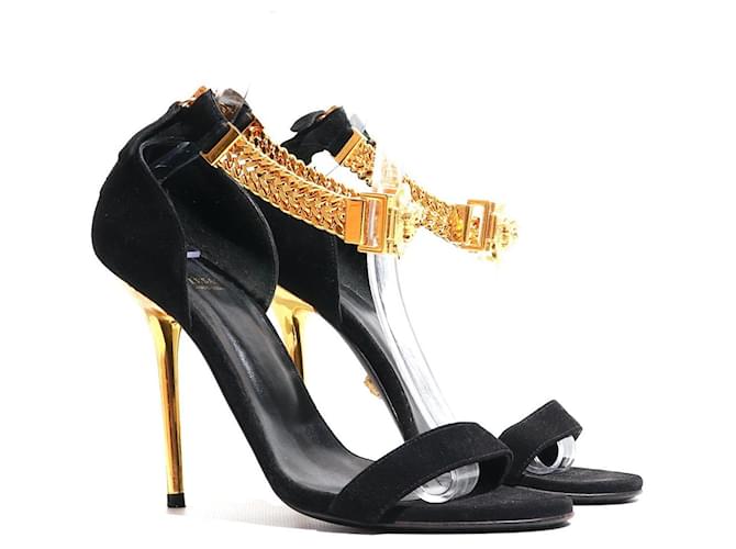 Versace heels Black Leather  ref.1339119