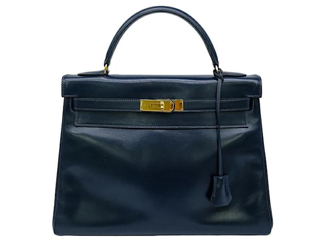 Hermès hermes kelly 32 Blu navy Pelle  ref.1339256