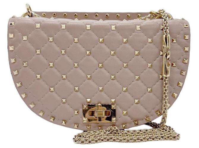 Valentino Garavani Rockstud Rosa Couro  ref.1339323