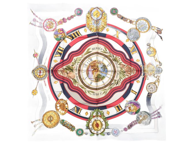 Garden Hermès Sciarpa di seta Hermes "Parmi les fleurs je compte les heures" Blu