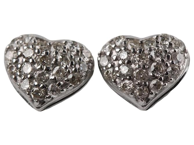 Autre Marque NON SIGNE / Unsigned heart shape 18k gold earrings with diamonds Golden White gold  ref.1339417