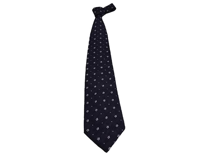 Issey Miyake Floral Necktie in Navy Blue Silk Cotton  ref.1339969