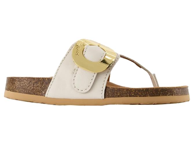 See by Chloé Mules Chany Fussbett - See By Chloe - Natural - Couro Marrom Bege  ref.1339980