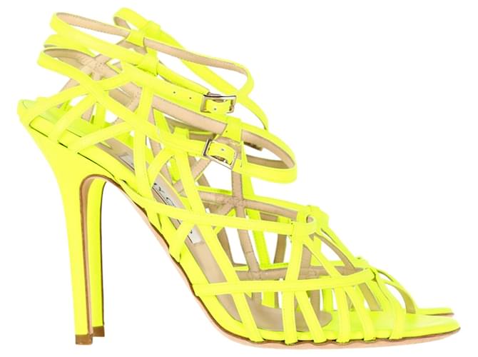 Jimmy Choo Sandales à lanières César en cuir jaune fluo  ref.1339996