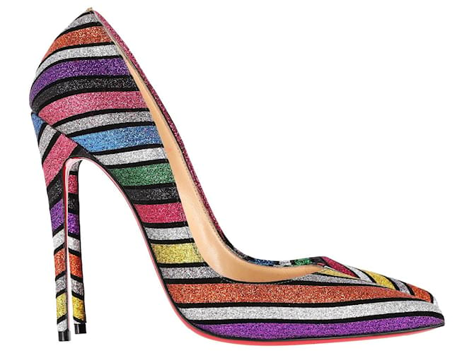 Christian Louboutin So Kate 120 Zapatos de salón a rayas con purpurina multicolor Impresión de pitón  ref.1340027
