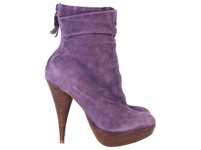Balmain High Heel Ankle Boots in Purple Suede  ref.1340031