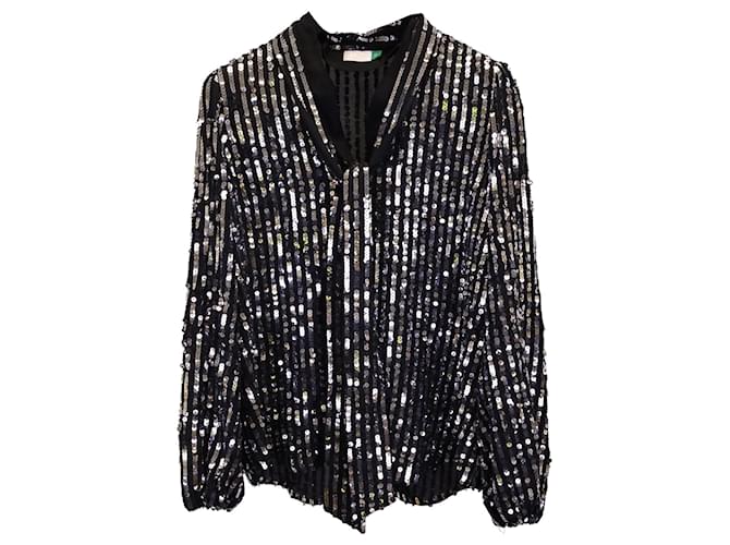 Autre Marque Rixo Moss Sequined Blouse in Black Polyester  ref.1340085