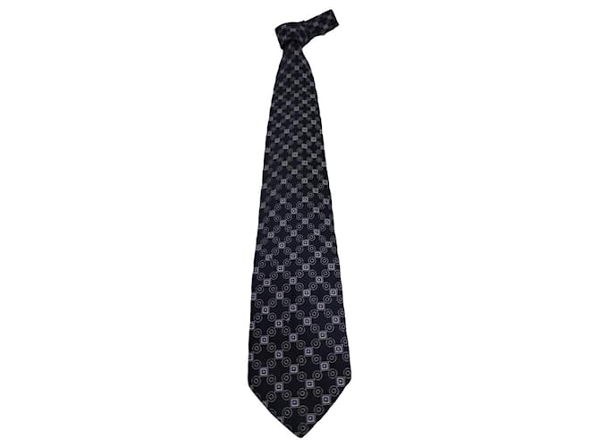 Ermenegildo Zegna Patterned Necktie in Black Silk Cotton  ref.1340098