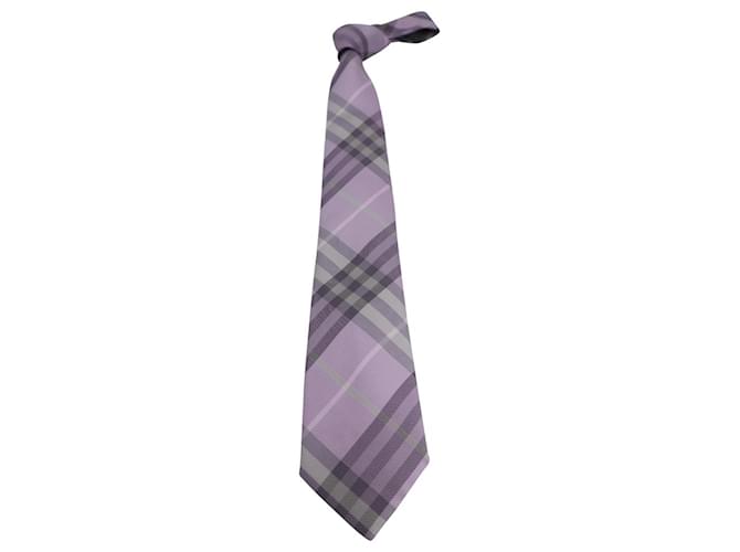 Burberry Checked Necktie in Pink Silk  ref.1340099