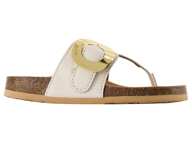 See by Chloé Mules Chany Fussbett - See By Chloe - Natural - Couro Marrom Bege  ref.1340226
