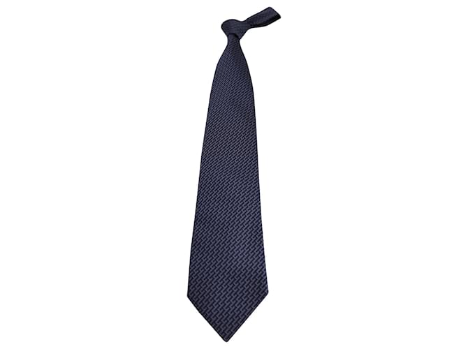 Gemusterte Krawatte von Giorgio Armani aus blauer Seidenbaumwolle  ref.1340228