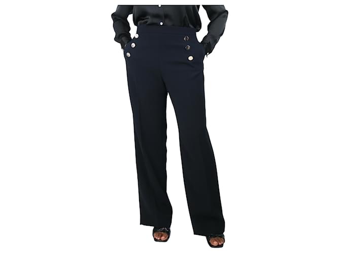 Carolina Herrera Pantalon bleu à détails de boutons - taille UK 16 Polyester Noir  ref.1340244