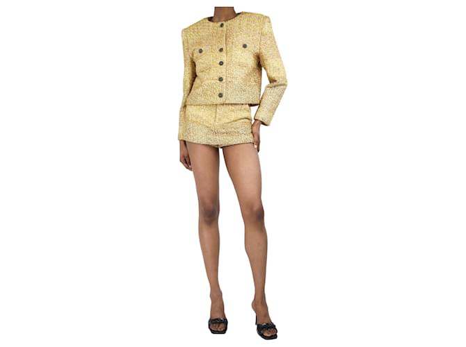 Autre Marque Conjunto de jaqueta de tweed lurex dourada e mini skort - tamanho Reino Unido 4 Dourado  ref.1340248