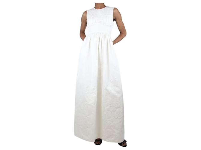 Autre Marque Robe midi froncée sans manches ivoire - taille UK 6 Polyester Blanc  ref.1340249