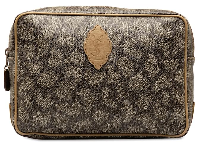 Yves Saint Laurent Bolso de lona revestida gris Lienzo Paño  ref.1340318