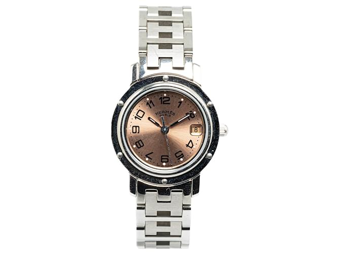 Hermès Reloj Hermes Clipper de acero inoxidable y cuarzo plateado Plata Metal  ref.1340324