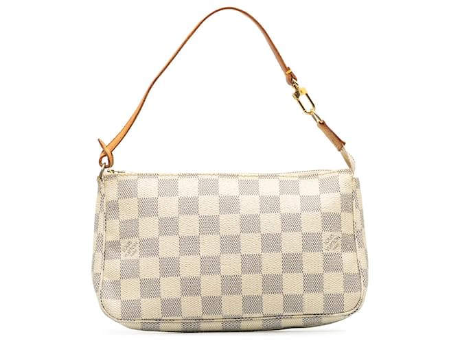 Louis Vuitton Branco Damier Azur Pochette Acessórios Lona  ref.1340337