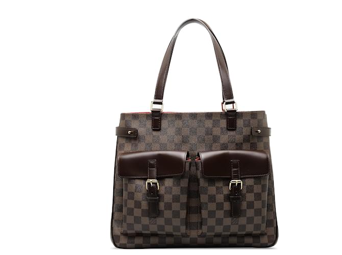 Louis Vuitton Brown Damier Ebene Uzes Cuir Toile Veau façon poulain Marron  ref.1340340