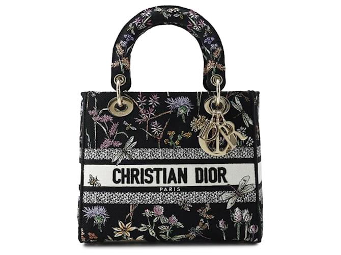 Dior Black Medium Herbarium Lady D-Lite Cloth Cloth  ref.1340352