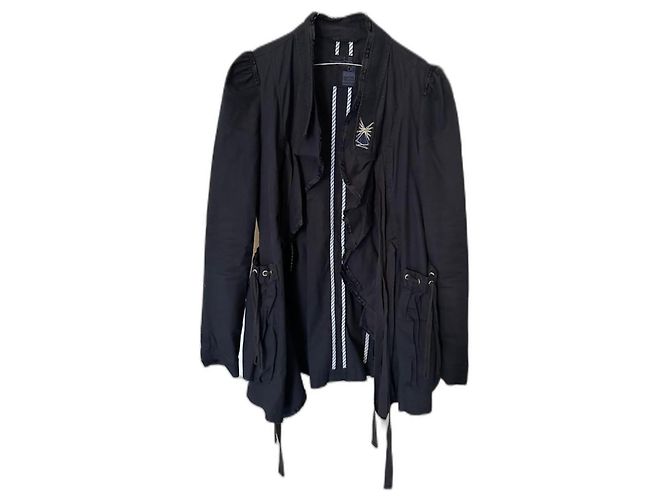 Marithé et François Girbaud Marithe François Girbaud Vintage 00's Blaue Marine Laced Weste Marineblau