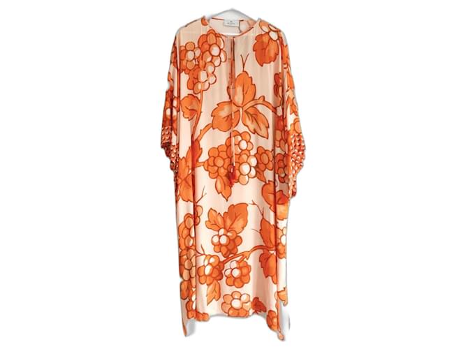 Robe longue kaftan à imprimé baies Etro Viscose Orange  ref.1340483