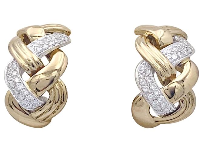 Repossi “Tresse” gold and diamond earrings. White gold Yellow gold  ref.1340545