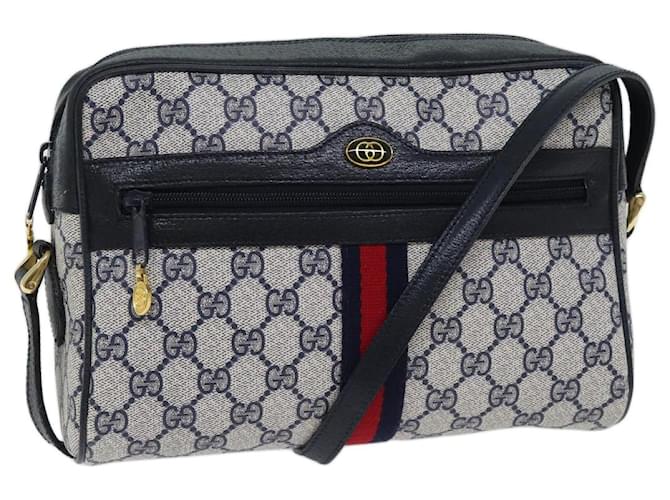 GUCCI GG Canvas Sherry Line Shoulder Bag PVC Navy Red Auth yk11799 Navy blue  ref.1340553
