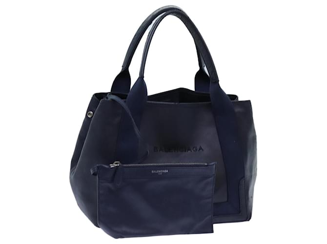 BALENCIAGA Cabas Handtasche Leder Navy Auth hk1228 Marineblau  ref.1340556