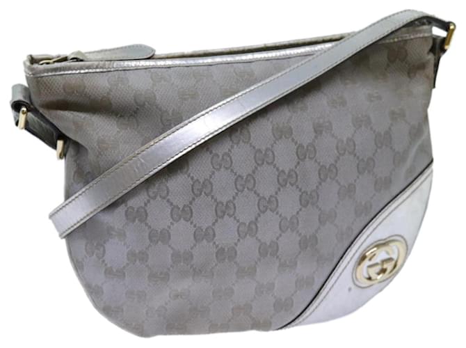 Sac à bandoulière en toile GUCCI GG Argent Auth 71301 Argenté  ref.1340618