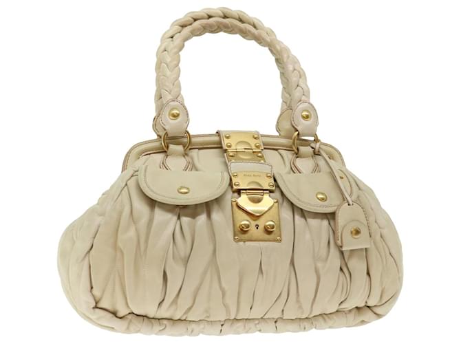 Miu Miu Materasse Sac à main Cuir Beige Auth bs13556  ref.1340653