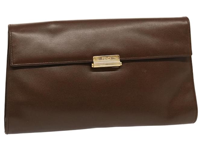 FENDI Shoulder Bag Leather Brown Auth yk11948  ref.1340663