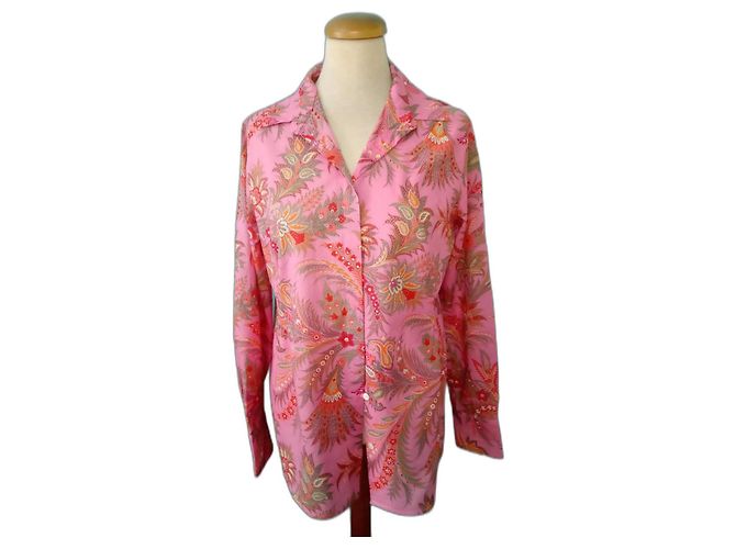 Camisa Bogner de algodón rosa con estampado floral